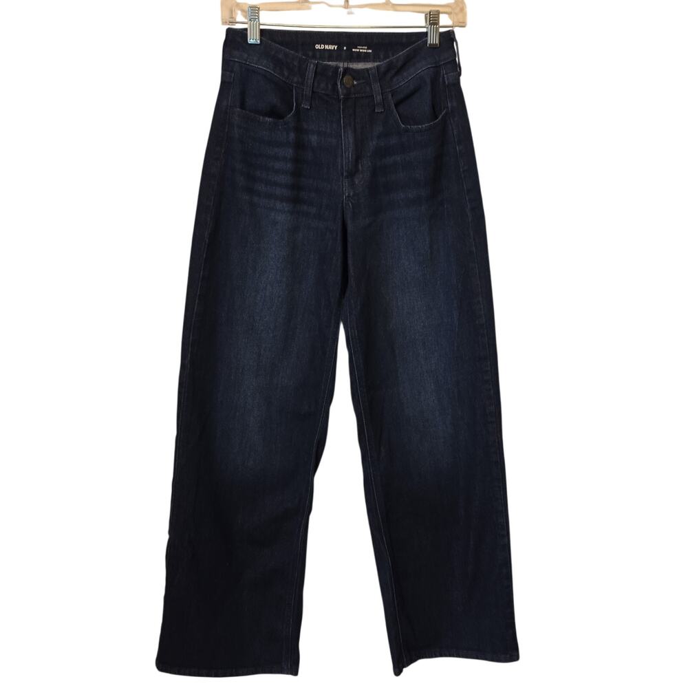 Old Navy Jeans Women's Size 0 Blue Wow Wide Leg High Rise Stretch Casual Denim